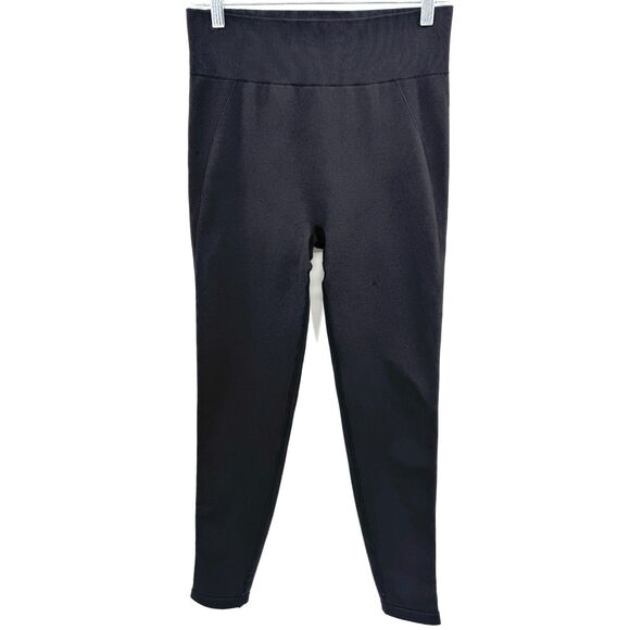 GYMSHARK Black Gray High Rise Logo Leggings Size Large L - Picture 1 of 8